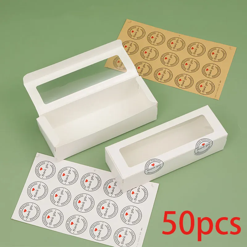 10/20/30/50 Pcs Kraft Paper Gift Boxes with Transparent Window, Dessert and Candy Packaging Containers for Weddings, Birthdays, Parties, Baking, Cake Presentation, and Holiday Favors - 图片 10