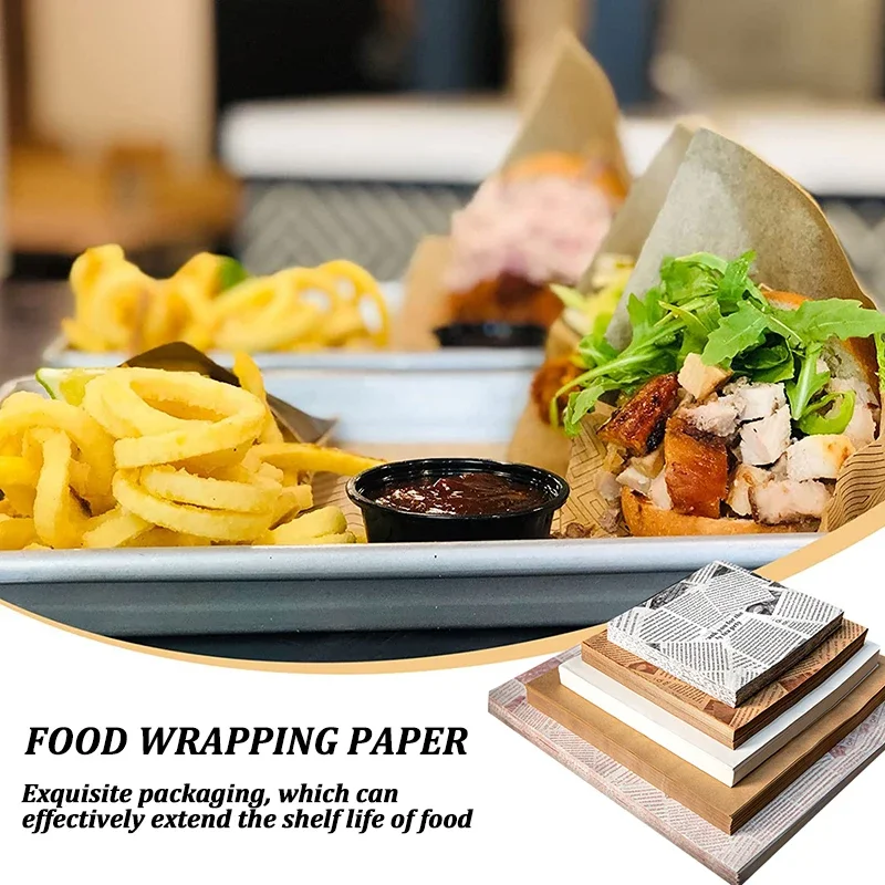 50PCS Greaseproof Wax Food Wrapping Paper 20x30cm for Burgers, Sandwiches, French Fries, Bread, Snacks, and Bakery Use – Tear-Resistant, Oil-Proof Deli Liners for Restaurant, Café, and Kitchen Food Packaging - 图片 5