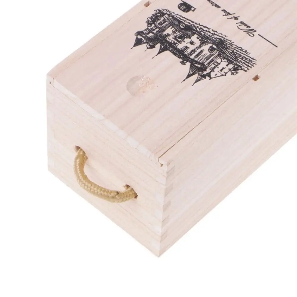 Creative Drawable Wooden Wine Box with Rope Handle, Sun-proof Red Wine Packing Box, Classic Fixed Pallet Wooden Wine Storage Case, Elegant Gift Packaging for Christmas Party Dinner Gatherings 4