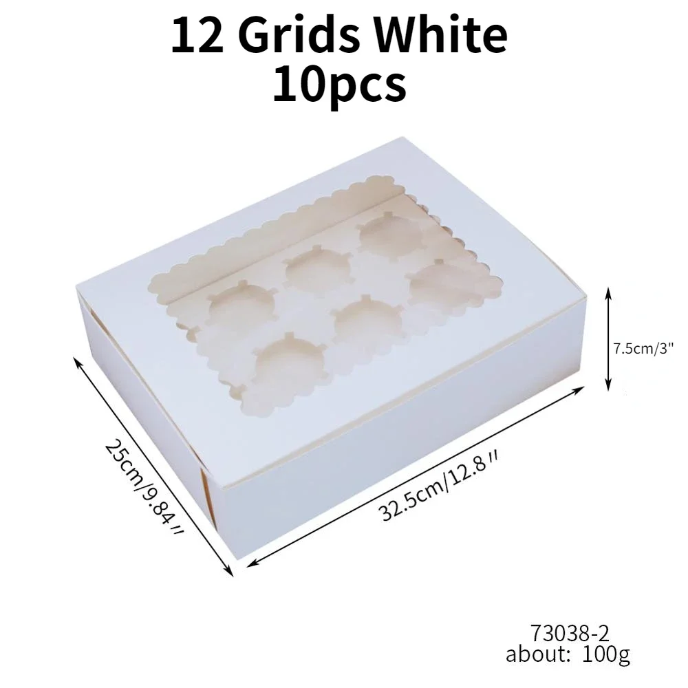 10Pcs Kraft Paper Cupcake Boxes with Clear Window, Cardboard Dessert Packaging Containers for Muffins, Cookies, Candy and Small Cakes – Wedding, Birthday Party Favor Supplies, 4 Size Options Available - 图片 9