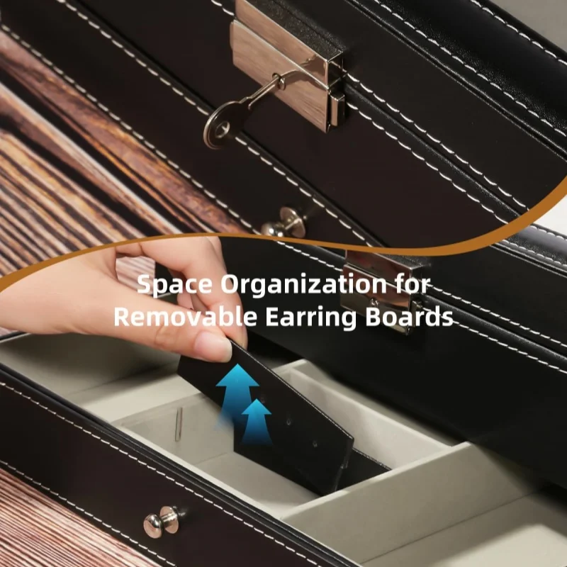 12-Slot PU Leather Lockable Watch Storage Box with Two-Tier Organizer, Secure Jewelry Display Drawer Case for Men and Women Featuring Soft Interior, Elegant Travel and Home Storage Solution for Luxury Accessories - 图片 5