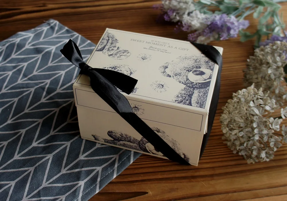 10 Pcs Blue Dog Bear Doll Paper Boxes 15.5×10×12cm for Wedding Birthday Valentine’s Day Chocolate Cookies Candy Macaron Packaging Food Safe Kraft Paper Gift Boxes 11