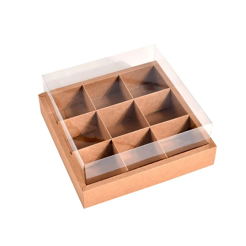 10PCS Disposable Nine-Grid Kraft Paper Boxes for Desserts, Fruits, Cakes, and Snacks, Eco-Friendly Takeaway Packaging for Spring Outings, Camping, Picnics, Parties, Brunch, Customizable Food Containers - 图片 5
