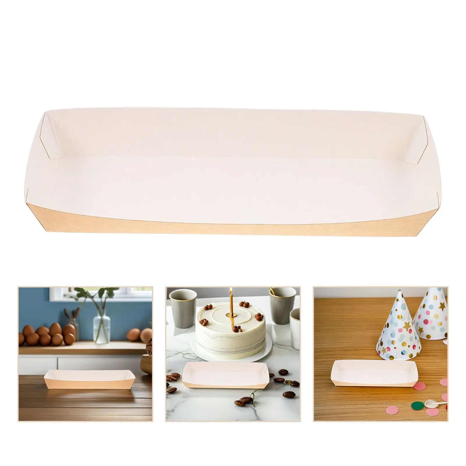 50pcs Disposable Paper Sandwich and Hot Dog Boxes, Kraft Food Boat Trays for Takeout, Picnic, BBQ, Fried Foods, and Party Snacks 15