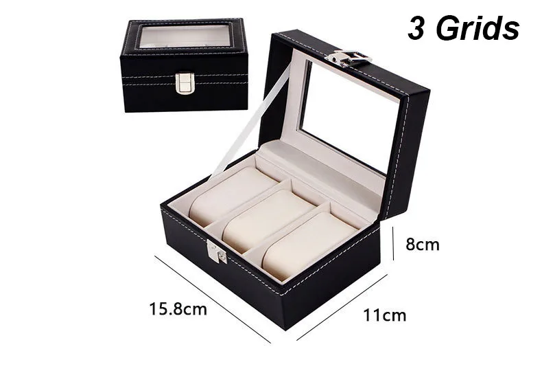 Premium PU Leather Watch Display Box with Glass Lid, Multi-Slot Organizer for 2/3/4/5/6/8/10/12/20 Watches, Elegant Jewelry Storage Case for Men and Women, Sophisticated Collector and Travel Organizer 1