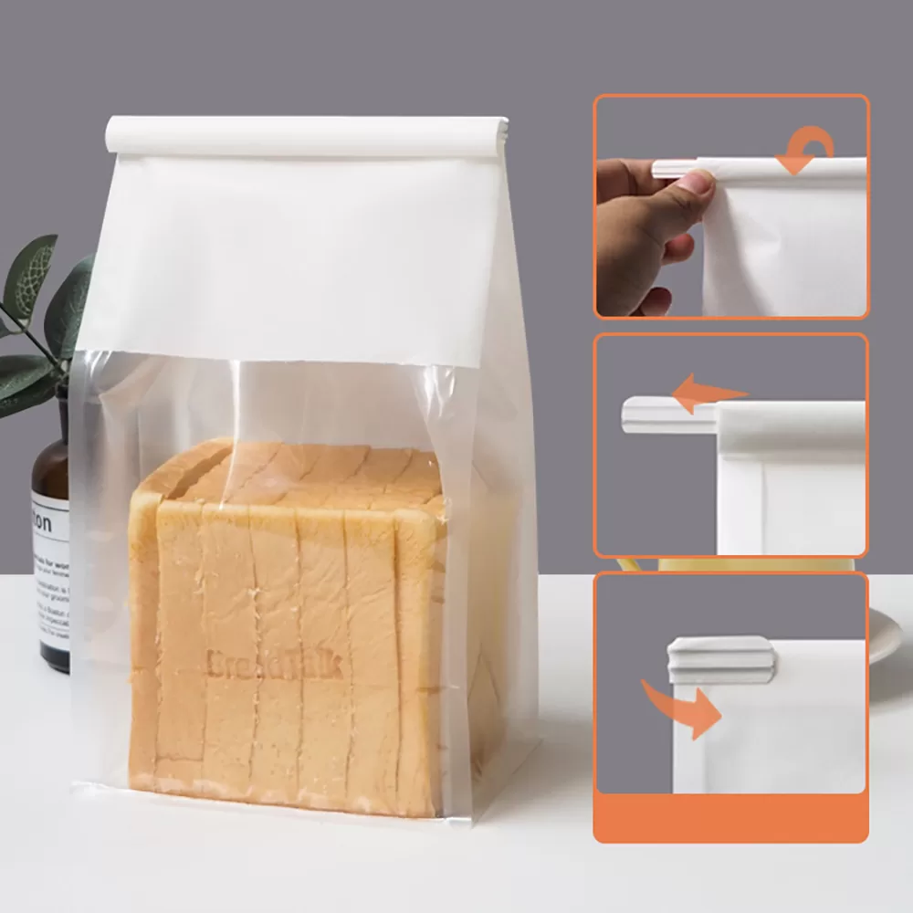 50PCS Bakery Takeaway Toast Bags with Clear Window, Kraft Paper Gusset Tin Tie Bread Hamburger Oil-Proof Packing Bags for Home Baking, Café, Party, and Gift Packaging 3