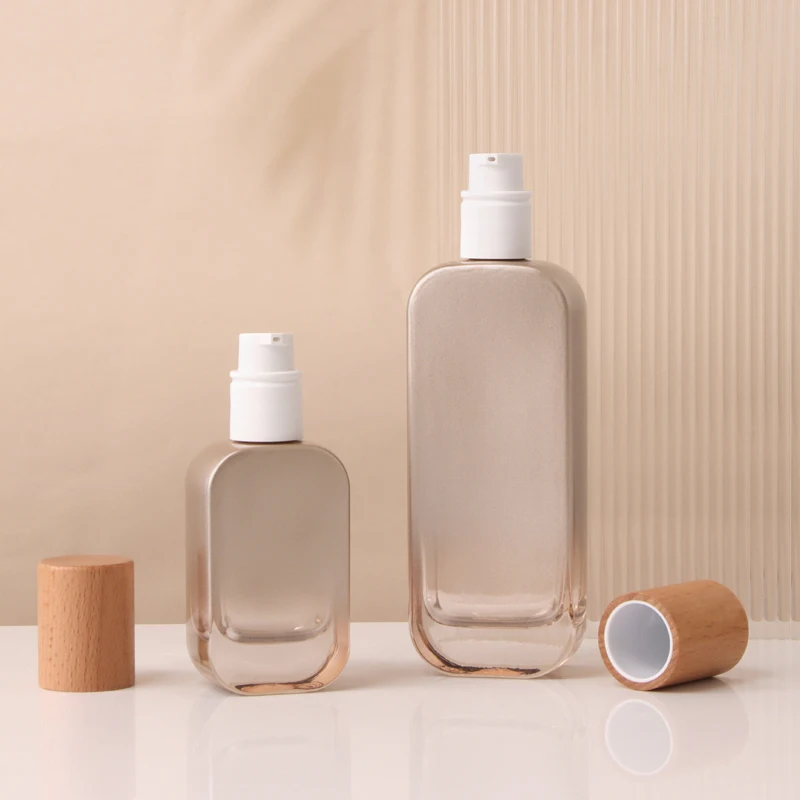 6pcs 30/50g Glass Cream Jars and 30-120ml Lotion Pump Bottles with Elegant Wooden Caps – Premium Refillable Skincare Containers for Face Cream, Lotion, Serum, Travel-Friendly and High-End Cosmetic Storage - 图片 3