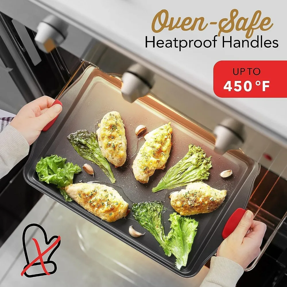 Premium 15-Piece Nonstick Bakeware Set with Muffin Pans, Cake Pans, Cookie Sheets, Loaf Pan, Pizza Pan & Silicone Utensils – Carbon Steel Oven-Safe Baking Kit for Home and Professional Kitchens