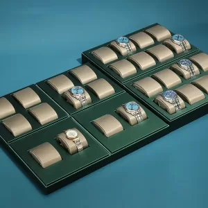 Stackable 2/4/6 Grid Watch Display Stand with Adjustable Cushions for Watches, Bracelets & Bangles – Professional Jewelry Organizer for Store Showcase, Countertop or Home Collection Display