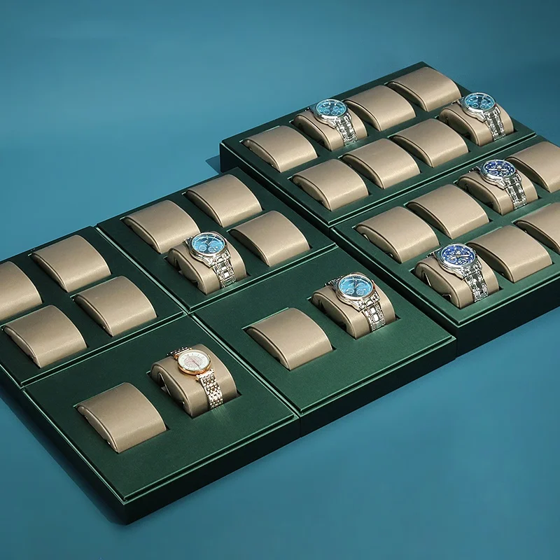 Stackable 2/4/6 Grid Watch Display Stand with Adjustable Cushions for Watches, Bracelets & Bangles – Professional Jewelry Organizer for Store Showcase, Countertop or Home Collection Display