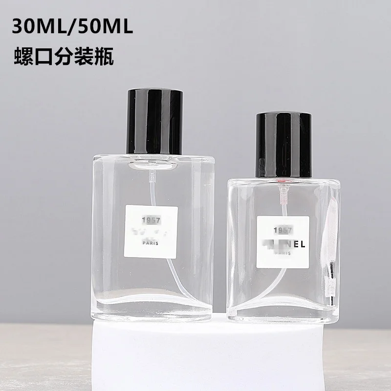 10pcs 30ml/50ml Clear Glass Perfume Bottles with Screw Cap, Refillable Travel Spray Containers, Portable Fragrance Atomizers, Empty Cosmetic Sub-Bottles for DIY Perfume, Essential Oils, Sample Storage, No Labels Included - 图片 2