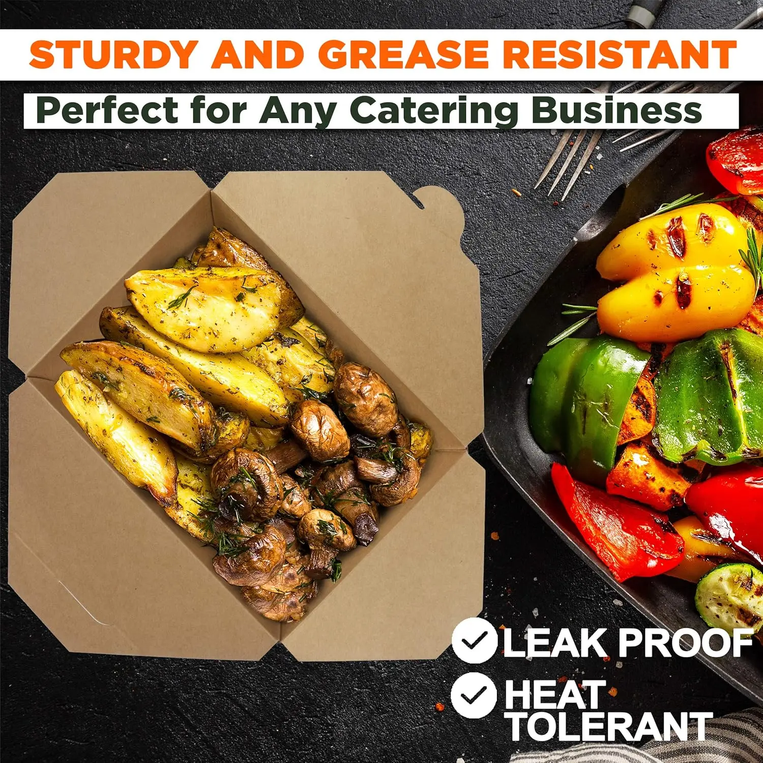 Multi-Pack Disposable Kraft Paper Food Boxes, Leakproof and Greaseproof Takeout Containers for Restaurants, Catering, Food Service, Parties, and Home Use - 图片 5