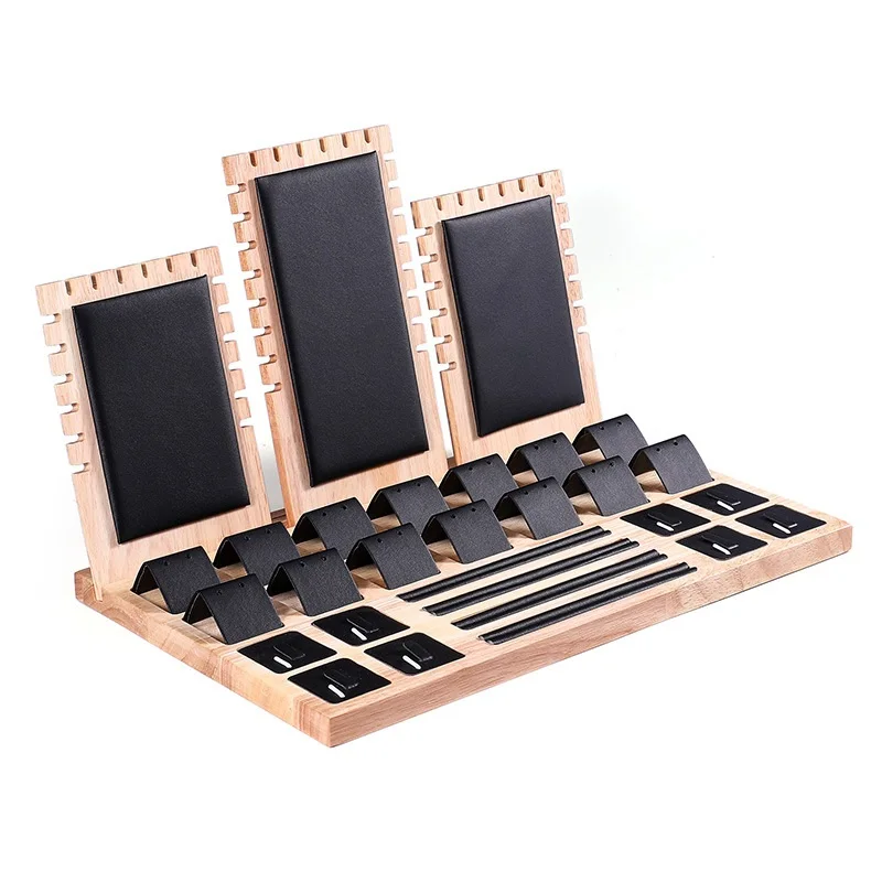 Jewelry Display Tray Set with Multiple Compartments for Necklace, Bracelet, Earrings & Ring – Velvet or PU Leather Organizer Stand, Elegant Jewelry Storage Props for Shop Counter or Home Showcase