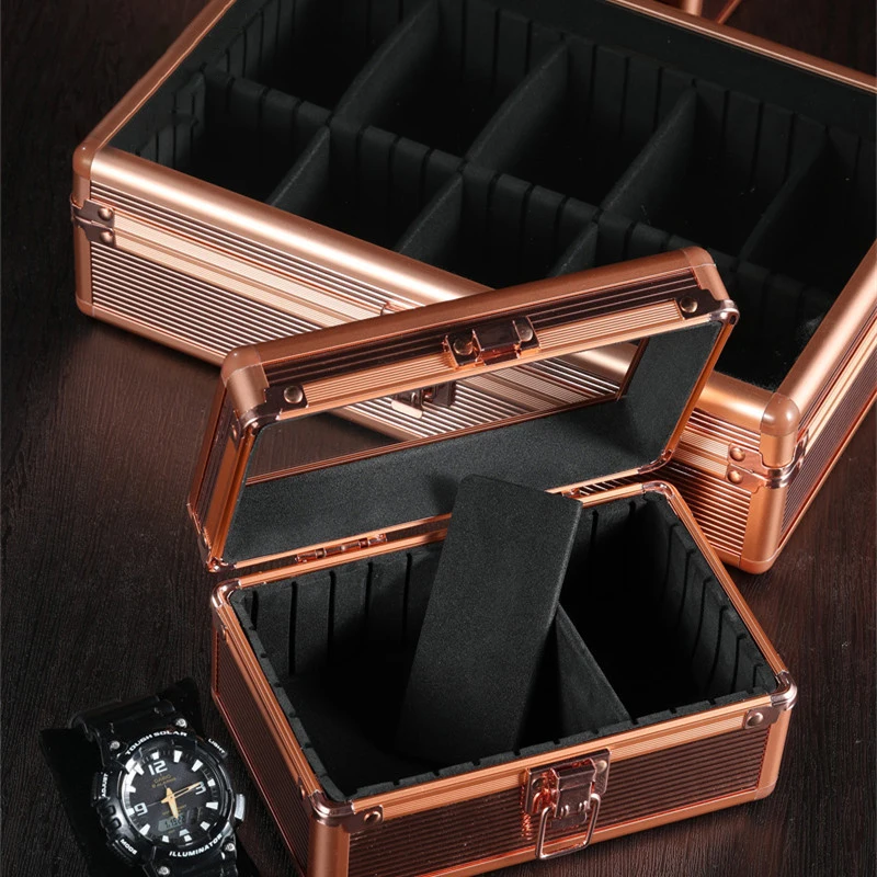 Aluminum Watch Display Case with 1/3/5 Slots, Portable Suitcase Organizer for Men & Women, Multifunctional Clock Storage Box, Watch Stand Holder, Jewelry Storage and Travel Case with Secure Compartments 5