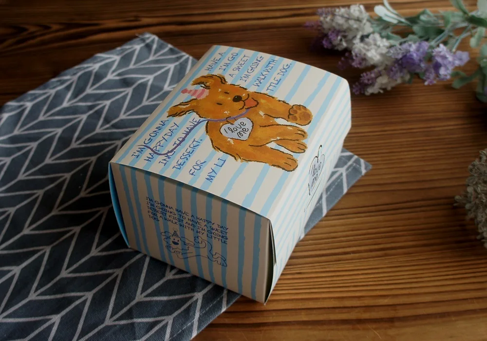 10 Pcs Blue Dog Bear Doll Paper Boxes 15.5×10×12cm for Wedding Birthday Valentine’s Day Chocolate Cookies Candy Macaron Packaging Food Safe Kraft Paper Gift Boxes 16