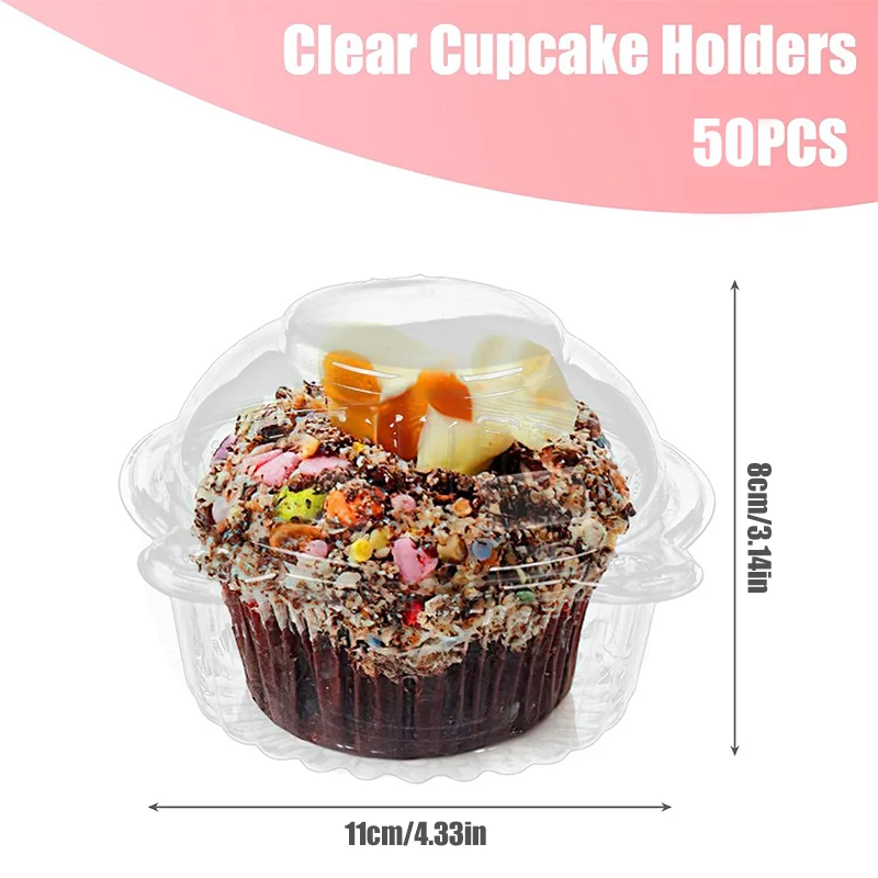 100pcs Clear Cupcake Boxes with Lids, Dessert and Cake Slice Holders, Muffin and Bakery Packaging, Mini Transparent Gift Boxes for Weddings, Birthdays, Baby Showers, and Party Supplies - 图片 2
