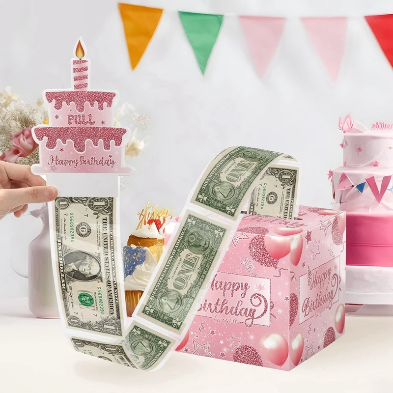 Birthday Money Gift Boxes with Pull-Out Happy Birthday Card, Fun Cash Surprise Packaging for Kids and Adults, Creative Party Favor Box for Birthday Celebrations, Durable and Reusable Paper Boxes 5