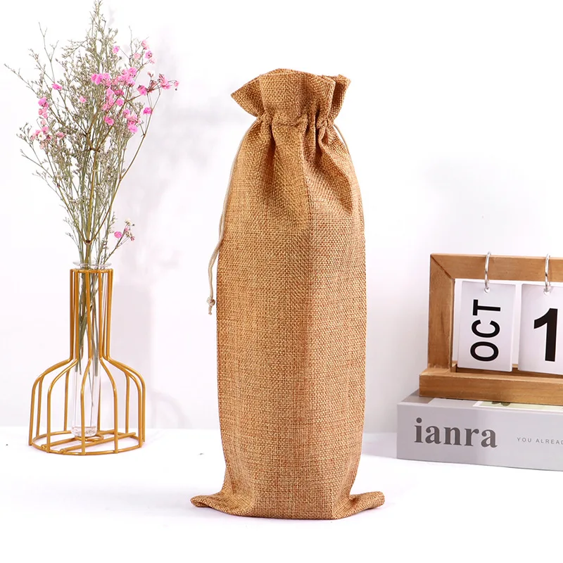 10PCS Burlap Wine Gift Bags Set – Rustic Red Wine Bottle Covers for Champagne or Liquor, Drawstring Pouches for Wedding, Holiday, Party, and Corporate Events, Eco-Friendly Reusable Packaging - 图片 20