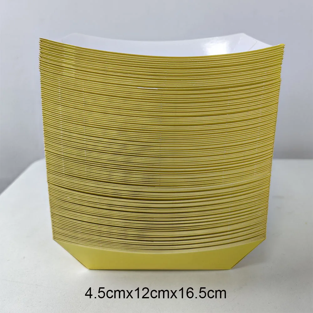 6/12/24PCS Disposable Paper Food Trays – Solid Color Snack Boats for Popcorn, Fries, Nachos, Burgers – Black/White/Blue/Yellow Party Serving Containers for Birthday, Baby Shower, Picnic, Carnival - 图片 2