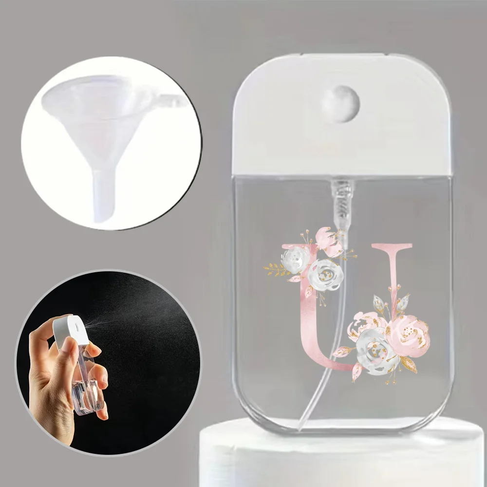 Portable Mini Spray Bottle with Funnel – Refillable Pink Flower and Letter Pattern Container for Perfume, Alcohol, Hand Sanitizer, Liquid Sub-Packaging, Travel-Friendly Cosmetic Sprayer - 图片 26