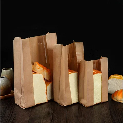 100 Pack Oil-Resistant Kraft Paper Food Bags with Transparent Window – Brown & White Bread, Toast, and Bakery Packaging Pouches for Daily Use, DIY, and Homemade Treats - 图片 4