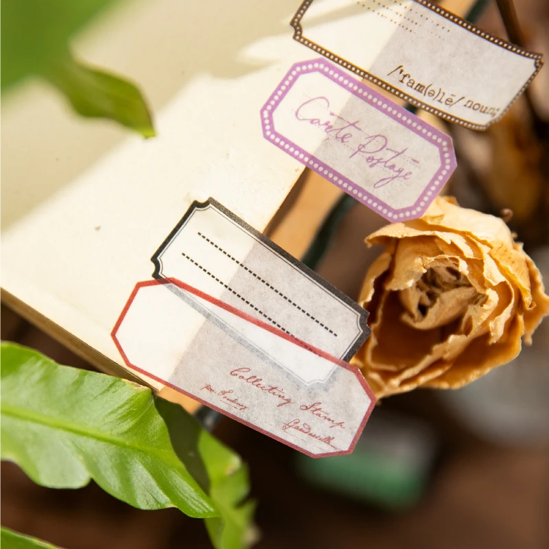 25mm x 2m Retro Simple Label Washi Sticker Tape Roll, Aesthetic Decorative Masking Tape for Collage, Planner, Scrapbook, Junk Journal, DIY Stationery, and Craft Packaging - 图片 5