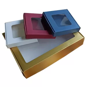 Gold Paper Gift Boxes with PVC Window, 5pcs/10pcs Multi-Size Cardboard Favor Packaging for Candy, Soap, Baby Shower, Party Gifts, Custom Printing Kraft White Khaki Black Rectangle Boxes for Sales & Events