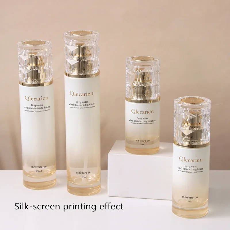 6pcs Glass Cosmetic Containers Set – 30g 50g Cream Jars + 30ml 50ml 100ml 120ml Empty Lotion Pump Bottles, Refillable Jars and Dispensers for Emulsion, Skincare, and DIY Cosmetic Packaging