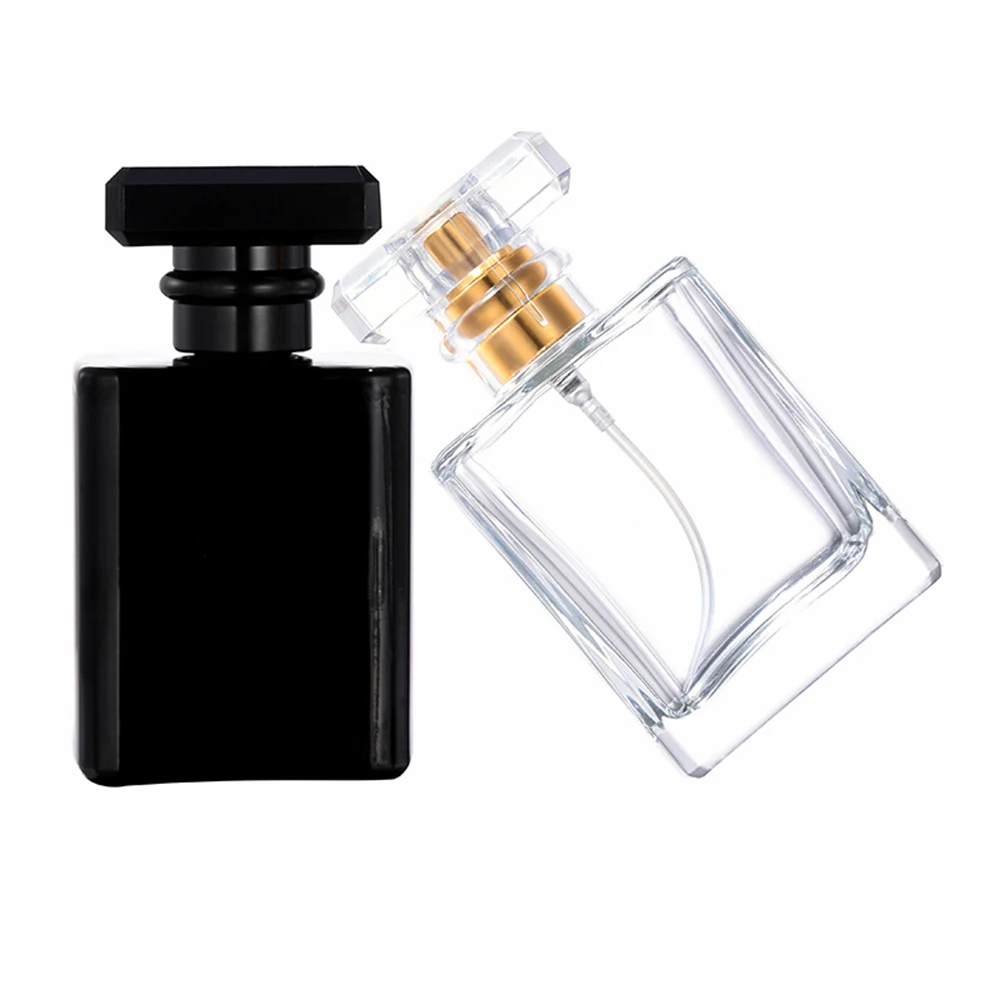 5/10/20PCS Empty Glass Spray Bottles Refillable 30ml 50ml Mini Fine Mist Perfume Atomizer Travel Portable Pocket Bottle with Black or Clear Cap for Cosmetic, Cologne, Essential Oil, Room Freshener