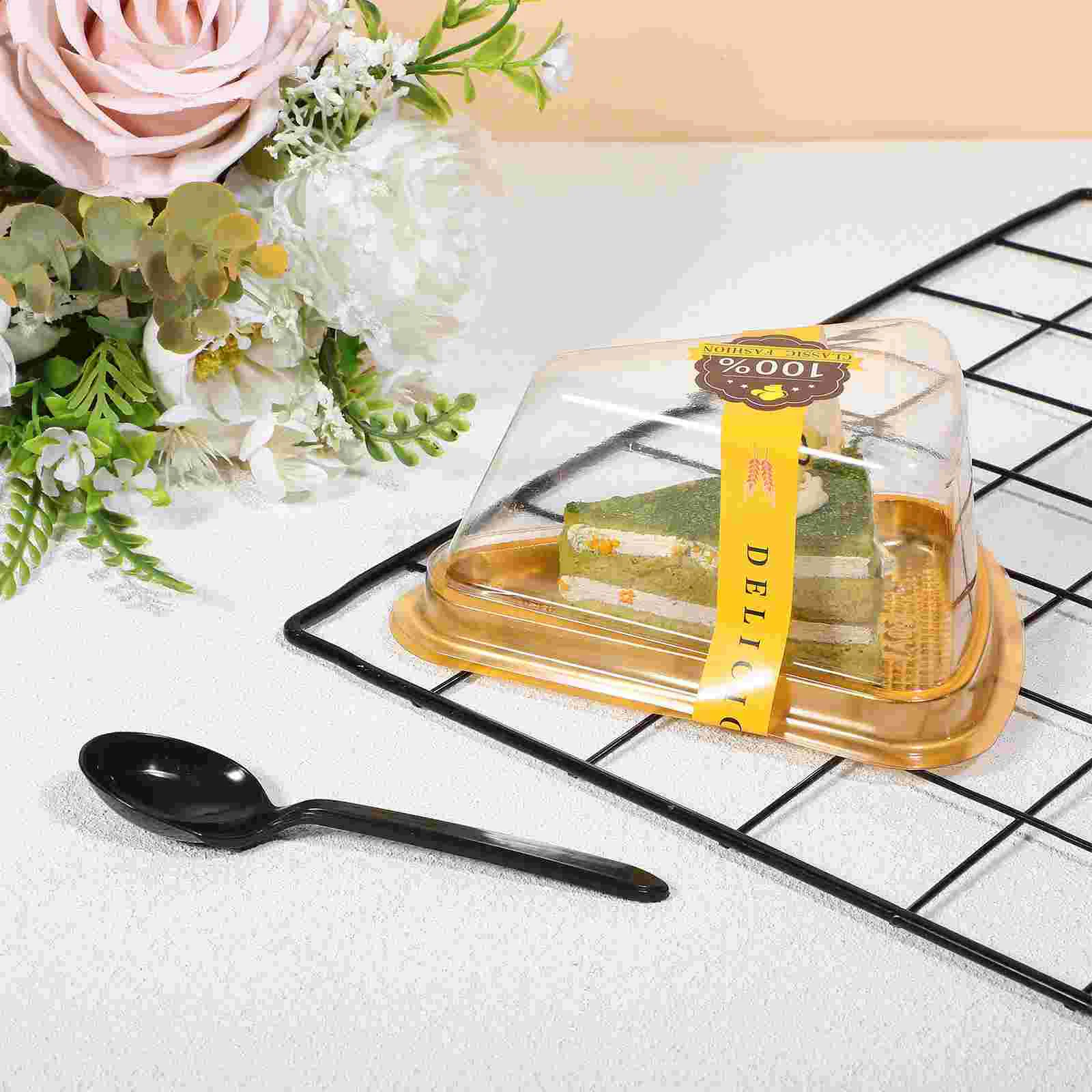 40 Pack Clear Triangular Cake Boxes – Disposable Plastic Dessert Containers with Transparent Lid for Pastry, Cheesecake, Pie, and Kitchen Bakery Food Packaging - 图片 7
