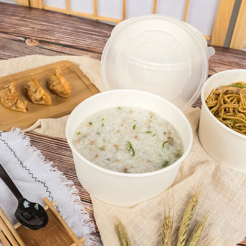 20Pcs Disposable Round Paper Lunch Box with Lid, Eco-Friendly Bento Food Storage Containers for Salad Fruit Cake Dessert Meal Prep Takeout Kitchen Party Use - 图片 3