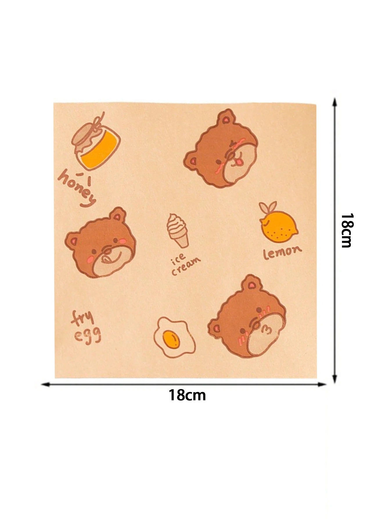 50PCS Grease-Resistant Kraft Paper Food Wrapping Sheets – Oil-Proof Sandwich, Burger, Fries, Toast & Fried Food Liners – Cute Bear Print Party Disposable Paper Mats for Home, Restaurant, Bakery 5