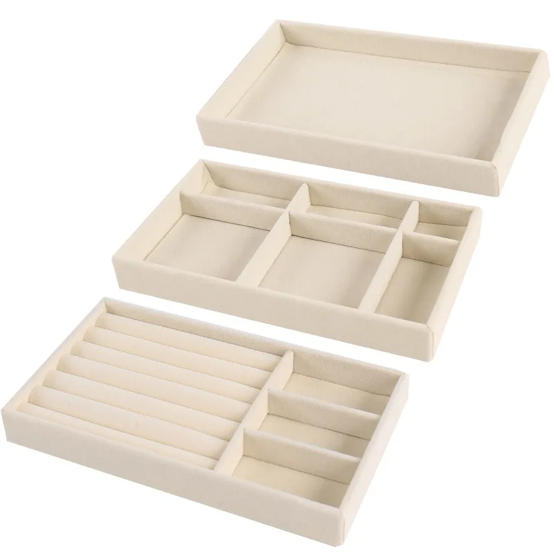 Velvet Jewelry Display Organizer Box Beige | Exquisite Jewellery Holder Tray for Rings Earrings Necklace Storage | Portable Velvet Jewelry Packaging Box for Home & Gift Use Velvet Jewelry Display Organizer Box Beige | Exquisite Jewellery Holder Tray for Rings Earrings Necklace Storage | Portable Velvet Jewelry Packaging Box for Home & Gift Use