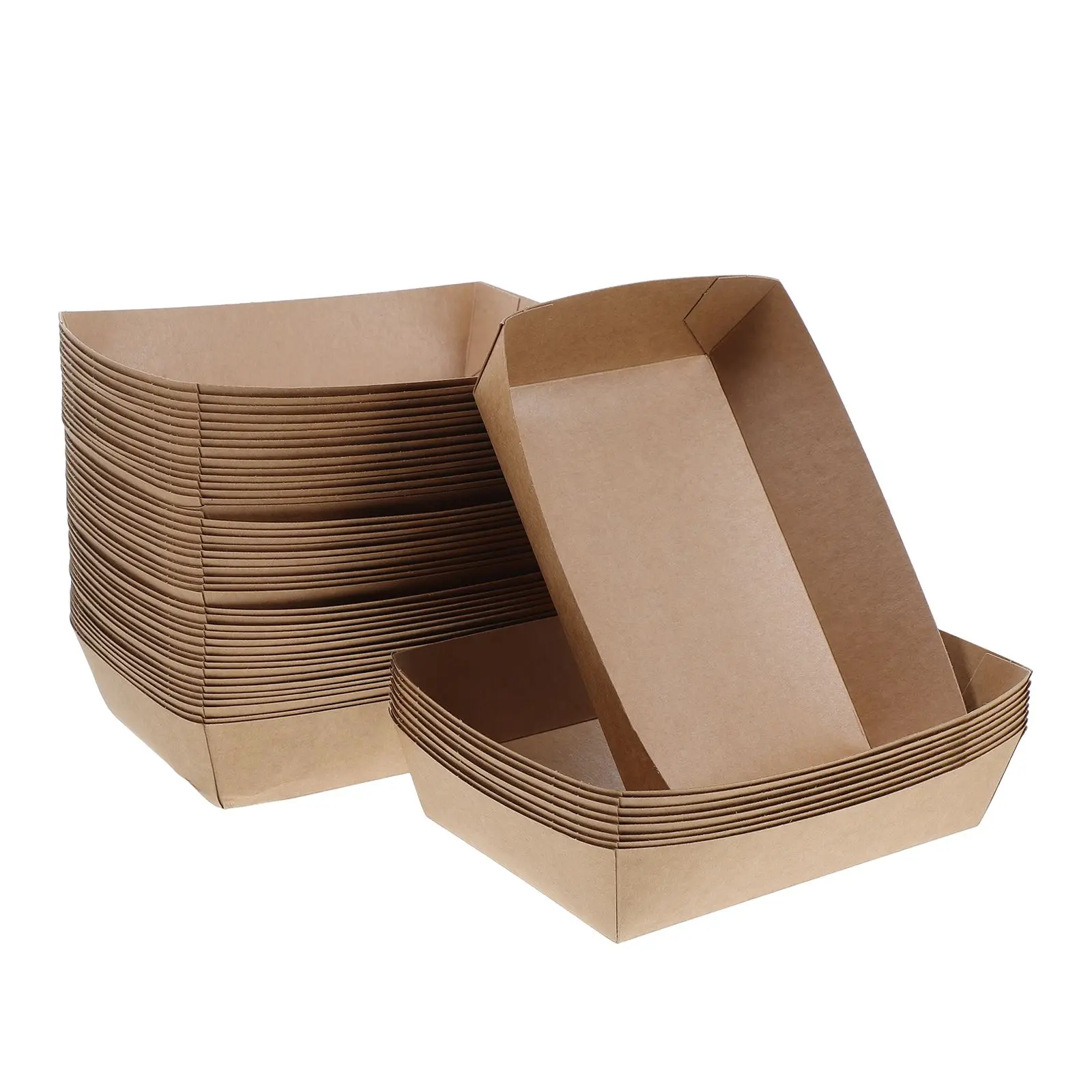 50pcs Disposable Paper Sandwich and Hot Dog Boxes, Kraft Food Boat Trays for Takeout, Picnic, BBQ, Fried Foods, and Party Snacks 25