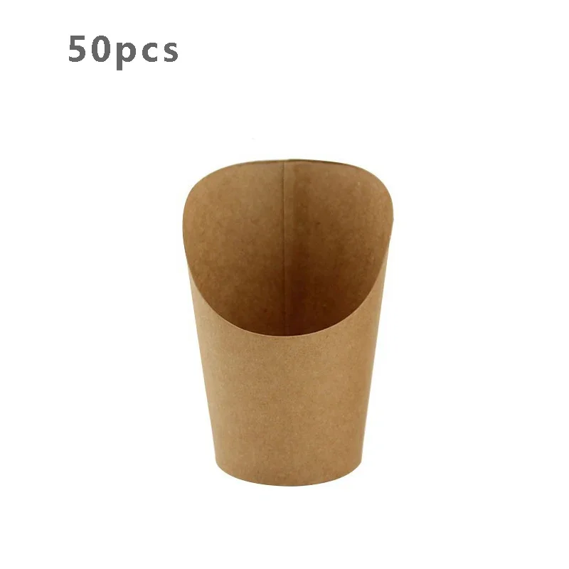 50pcs Disposable Kraft Paper French Fries Holders, Snack and Dessert Cups, Potato Chips Containers, Charcuterie Cups for Parties, Weddings, Birthday Celebrations, Catering, Takeout, Eco-Friendly Food Service - 图片 7