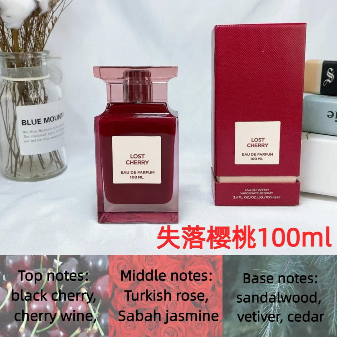 100ML Original Perfume Bottle Set for Women and Men with Fine Mist Spray and Luxury Gift Box, Multiple Materials Including Glass, Acrylic, PET or Metal, Wood Rose Cherry Floral Fragrance, Long-Lasting Unisex Eau De Parfum 5