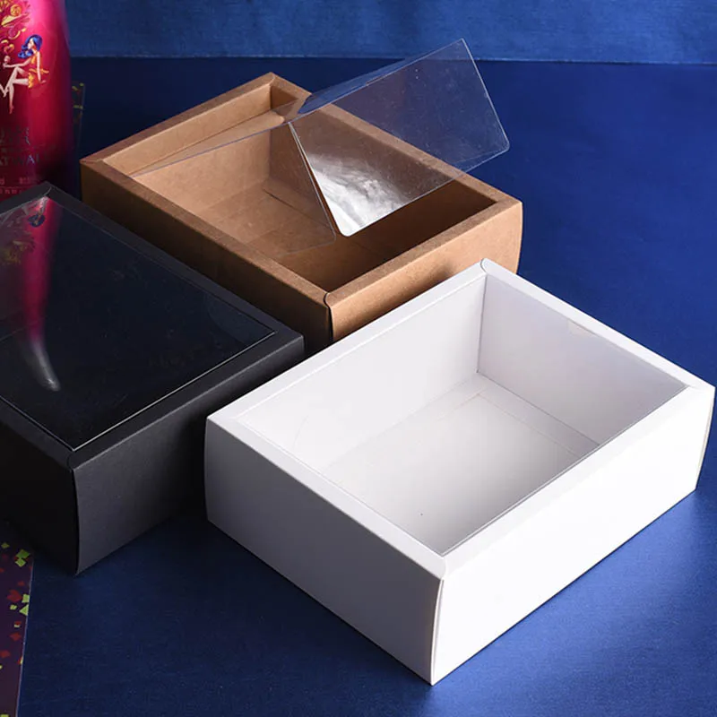 10Pcs Transparent Kraft Paper Gift Boxes with Clear Window, Multi-Size DIY Packaging for Handmade Soap, Jewelry, Candy Wrapping, Cookies, Cake, Bread, Party Decorations and Wedding Favor Display 5