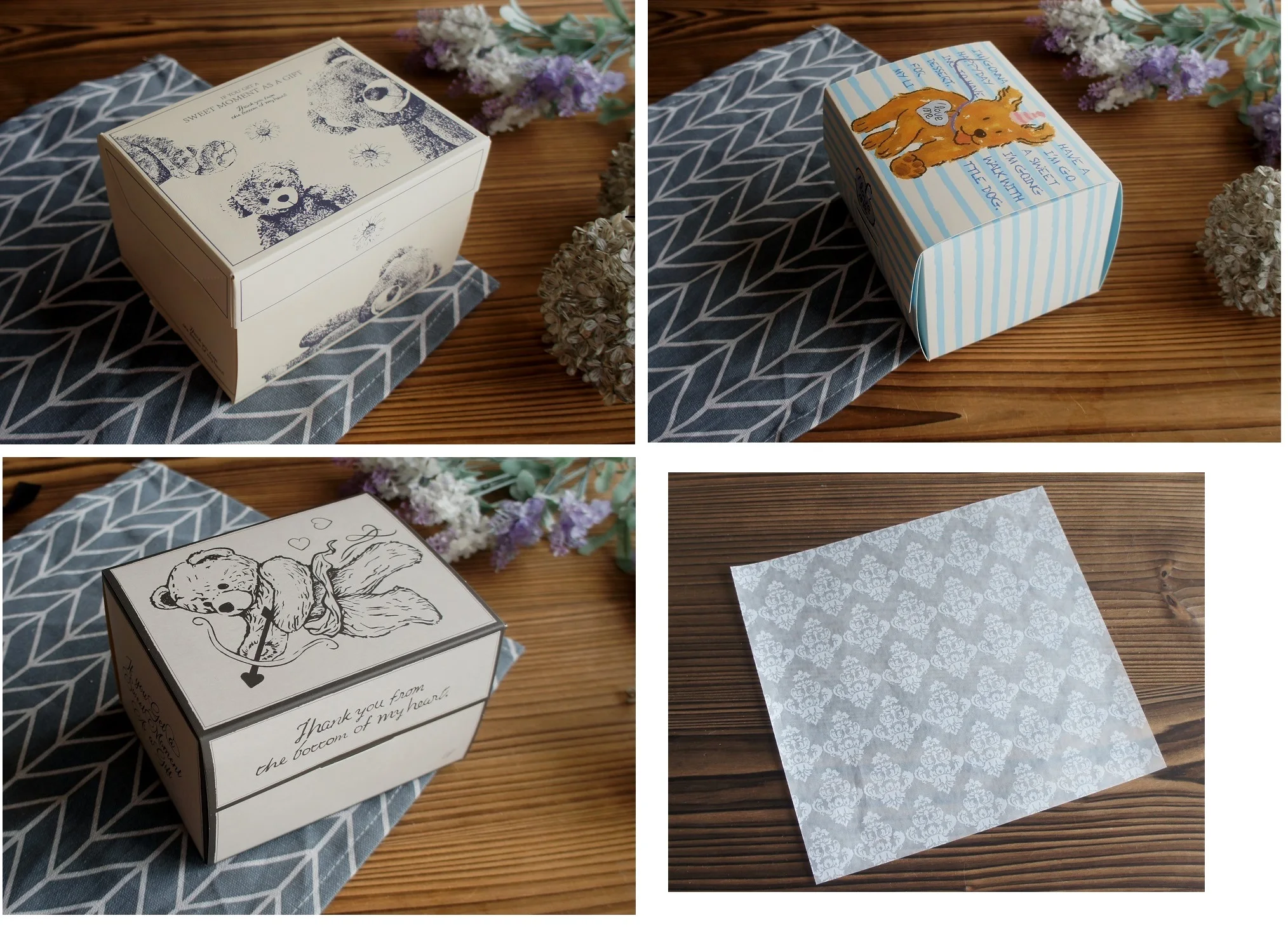 10 Pcs Blue Dog Bear Doll Paper Boxes 15.5×10×12cm for Wedding Birthday Valentine’s Day Chocolate Cookies Candy Macaron Packaging Food Safe Kraft Paper Gift Boxes - 图片 11