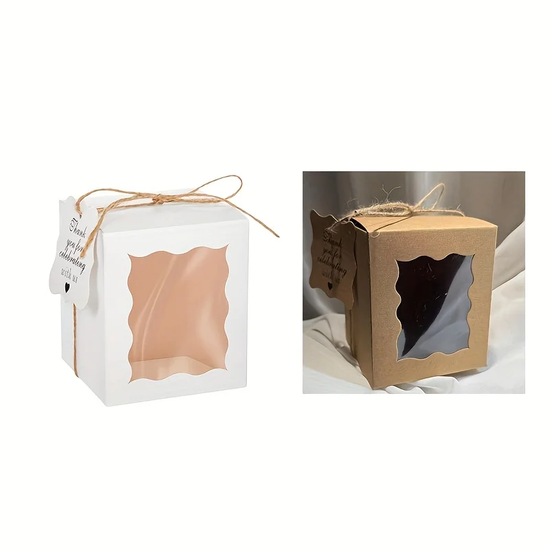 10/20pcs Candle Gift Boxes with Transparent Window, Paper Packaging with Label and Twine, Ideal for Weddings, Birthdays, Party Favors, or Jewelry Display, Durable Kraft Paper Boxes, Factory Direct Supply - 图片 9