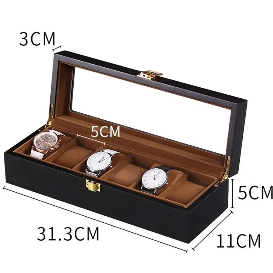 Wooden Watch Storage Box with 1/2/3/5/6/10/12 Slots, Piano-Bake-Paint Finish, Jewelry Organizer for Men & Women, Travel and Home Display Case for Watches, Bracelets, Small Gifts, Elegant MDF Construction - 图片 16