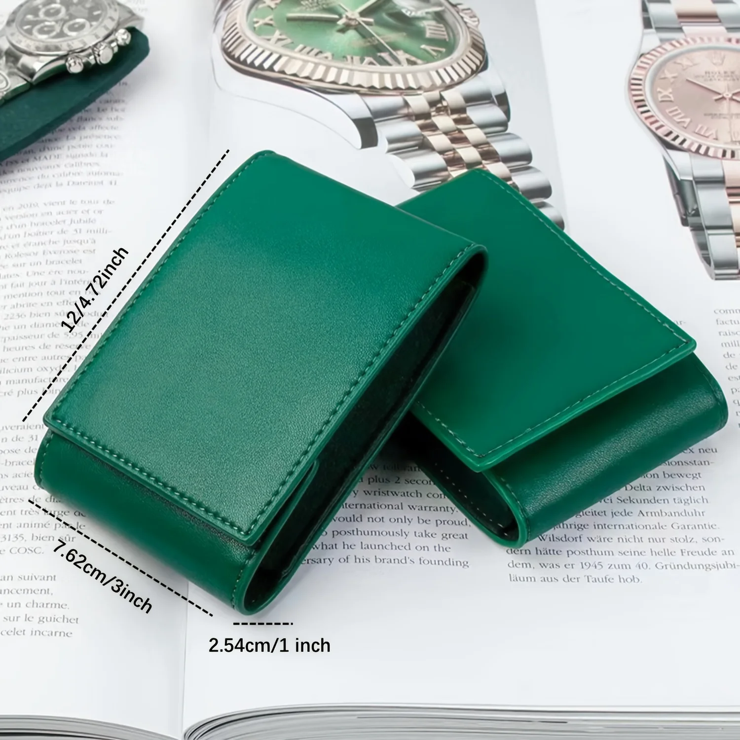 Travel Watch Organizer | High-End Portable Green Travel Watch Storage Bag with Secure Snap Closure, Protective Wristwatch Case for Men and Women, Compact Snap-On Organizer for Safe Transport and Display - 图片 4