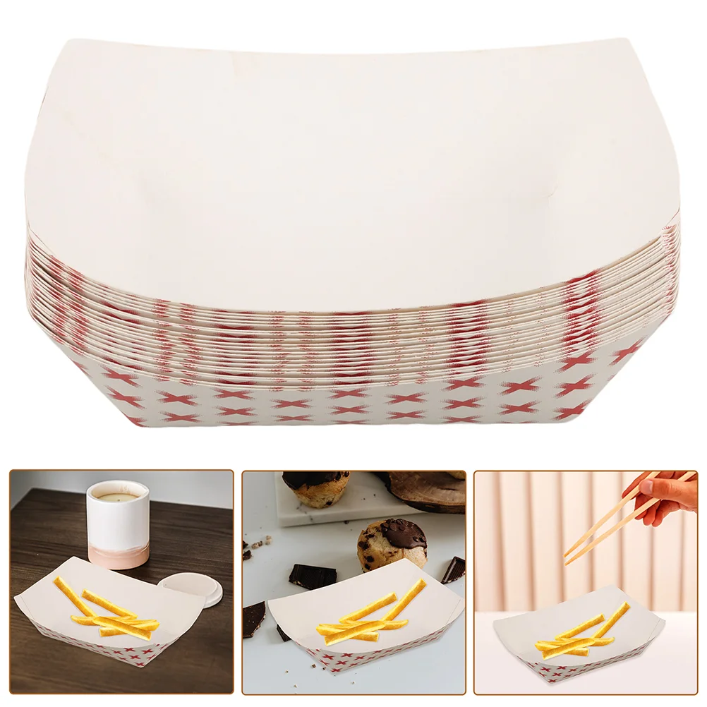 50pcs Disposable Kraft Paper Food Boats Trays for Hot Dogs, Chicken Wings, French Fries, BBQ, Snacks, Takeout, Party Catering, Outdoor Events, Restaurant Serving Containers, Eco-Friendly Paper Snack Trays - 图片 3