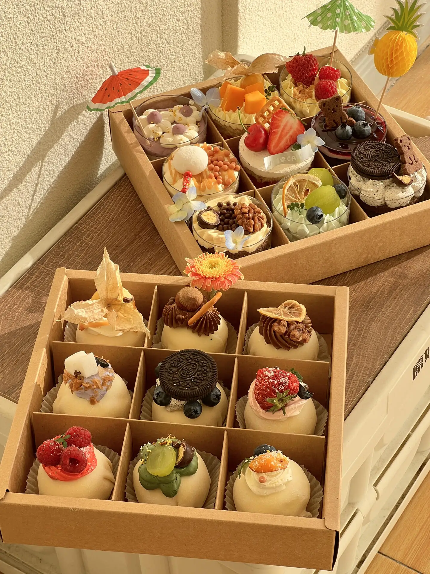 Premium Kraft Paper Dessert Gift Box with 4/6/9 Compartments – Sturdy Pastry Container for Mousse Cups, Cupcakes, Mini Cakes, Picnic Treats, Party Favors, Bakery Packaging, Holiday and Celebration Use 1