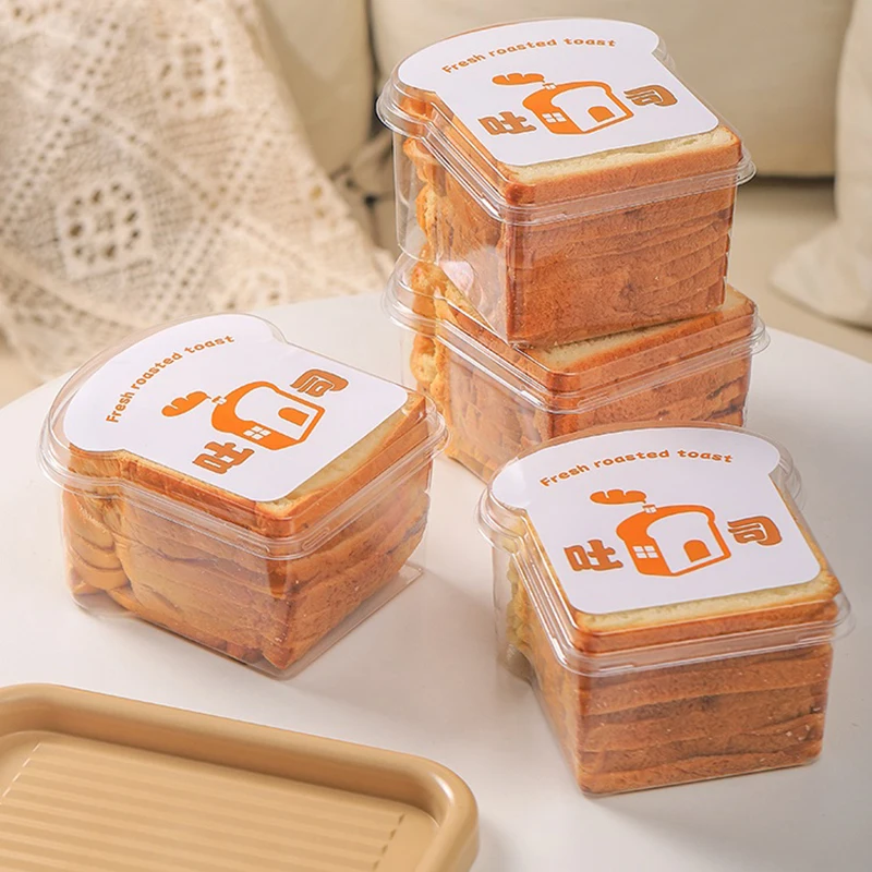 10PCS Clear Sandwich and Toast Bread Packaging Boxes with Lids Oilproof PET Take Out Burger Pastry Trays Recyclable Bakery Cake Holders with Optional Stickers for Party Gift Picnic Food Storage 1
