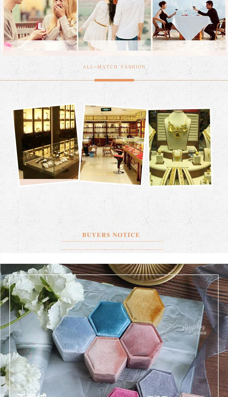 Vintage Hexagon Velvet Jewelry Double Ring Packaging Box | Elegant Engagement Wedding Ring Holder | Velvet Empty Case for Ceremony, Proposal, Valentine’s Gift Organizer Display