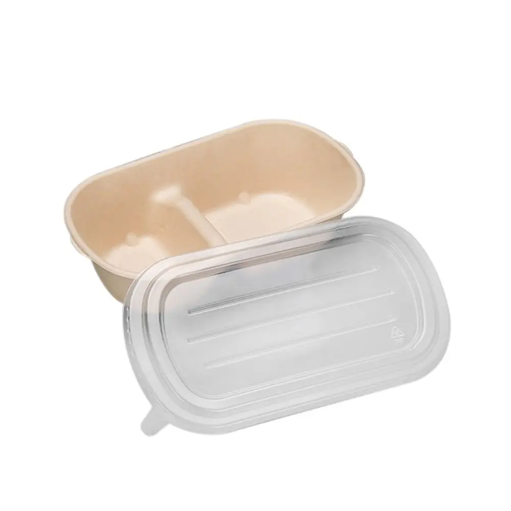 500ml 700ml 850ml 1000ml Disposable Paper Food Containers with Lids, Eco-Friendly Pulp Salad Lunch Box, Oil-Proof Takeout Bento Box for Hot Cold Meals, Recyclable Degradable To-Go Packaging - 图片 7