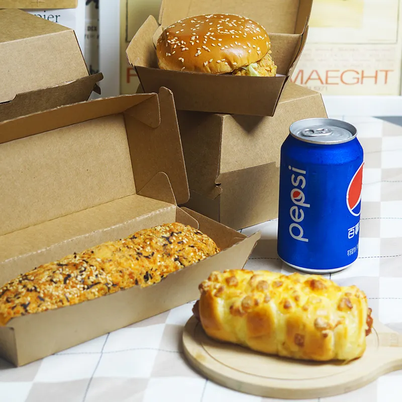 Food-Grade Thickened Corrugated Paper Hamburger and Hot Dog Boxes, Disposable Takeout Lunch Boxes for Fried Chicken, Sandwiches, Snacks, and Fast Food Packaging - 图片 2