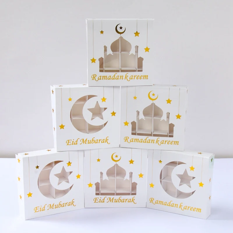 2Pcs Eid Mubarak Cake Boxes with Clear Window, Ramadan Kareem Transparent Candy and Chocolate Packaging Containers, Islamic Muslim Party Supplies for Home Decor, Dessert and Gift Presentation 13