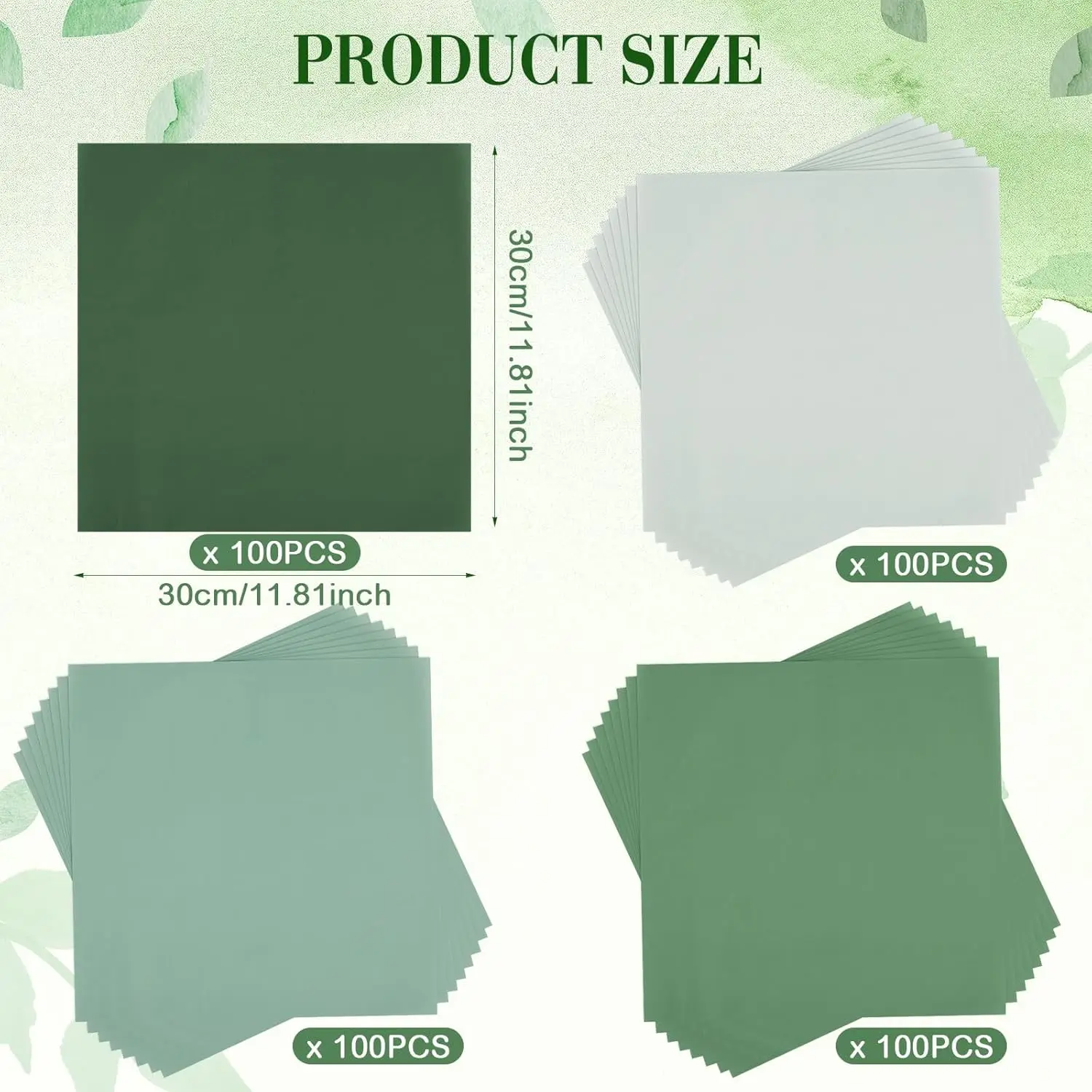 400 Sheets Sage Green Wax Paper – Gradient Green Greaseproof Deli Wrapping Sheets, Oil-Proof Waterproof Food Wrap for Sandwiches, Burgers, Cookies, Bread, Party Baking 11.8x11.8 Inch - 图片 2