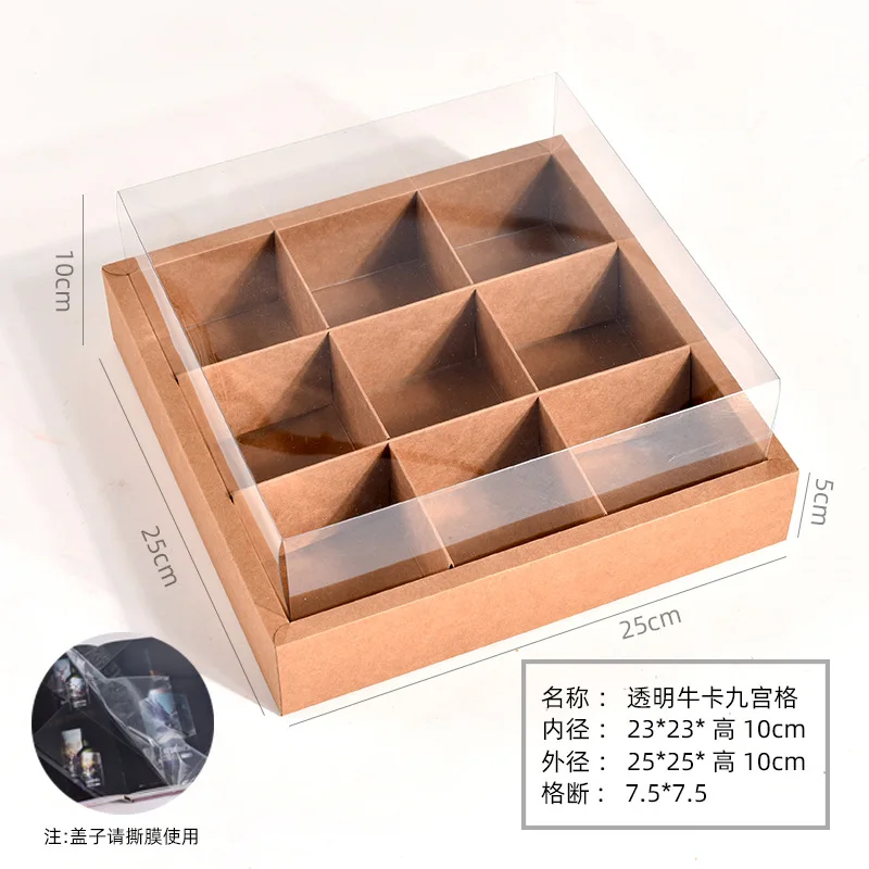 10PCS Disposable Nine-Grid Kraft Paper Boxes for Desserts, Fruits, Cakes, and Snacks, Eco-Friendly Takeaway Packaging for Spring Outings, Camping, Picnics, Parties, Brunch, Customizable Food Containers - 图片 13